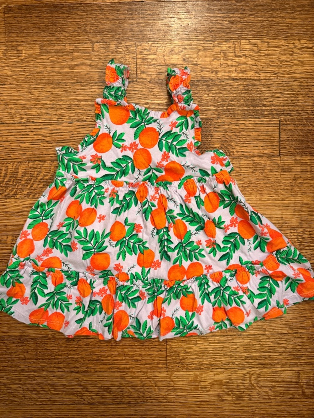 J Crew Crewcuts Lavender Dress with Orange Fruit Print